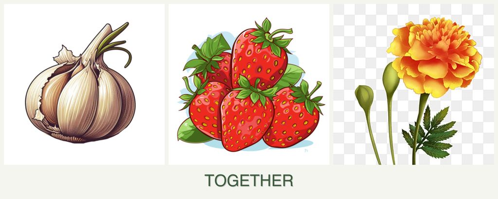 Can you plant garlic, strawberries and marigolds together?