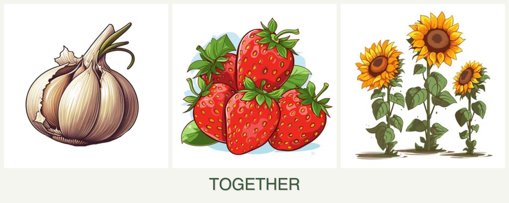 Can you plant garlic, strawberries and sunflowers together?