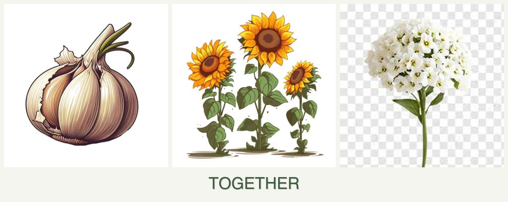 Can you plant garlic, sunflowers and alyssum together?