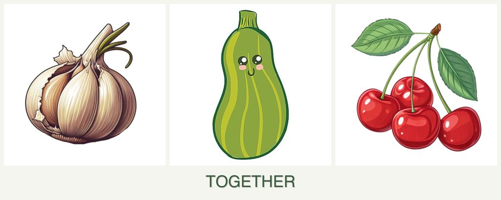 Can you plant garlic, zucchini and cherries together?