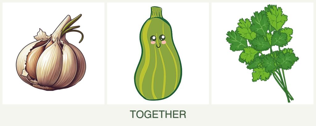 Can you plant garlic, zucchini and cilantro together?