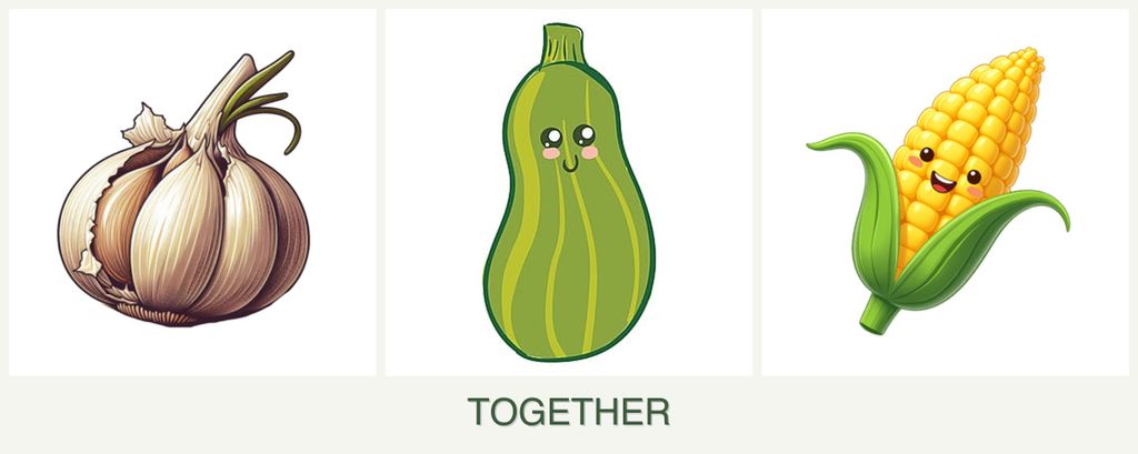Can you plant garlic, zucchini and corn together?