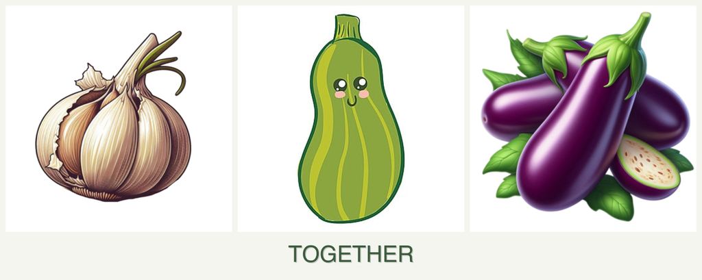 Can you plant garlic, zucchini and eggplant together?