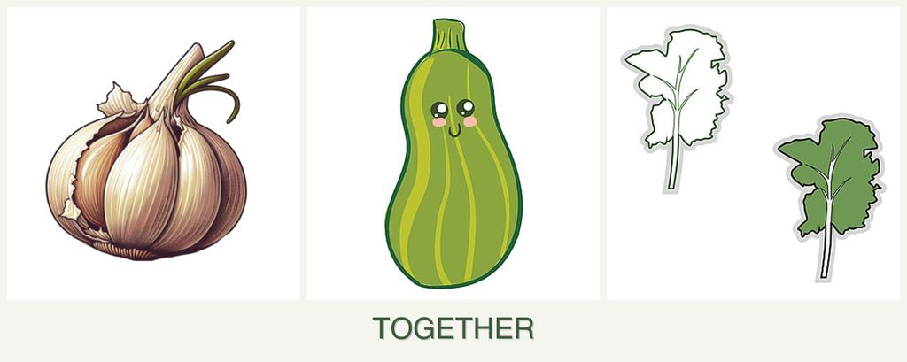 Can you plant garlic, zucchini and kale together?