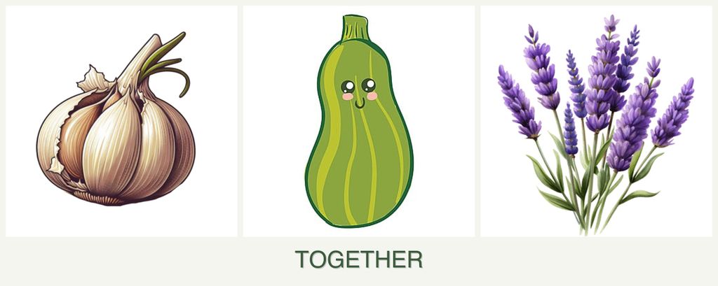 Can you plant garlic, zucchini and lavender together?