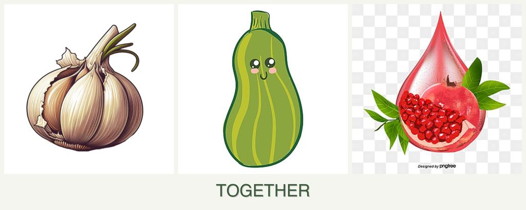 Can you plant garlic, zucchini and pomegranates together?