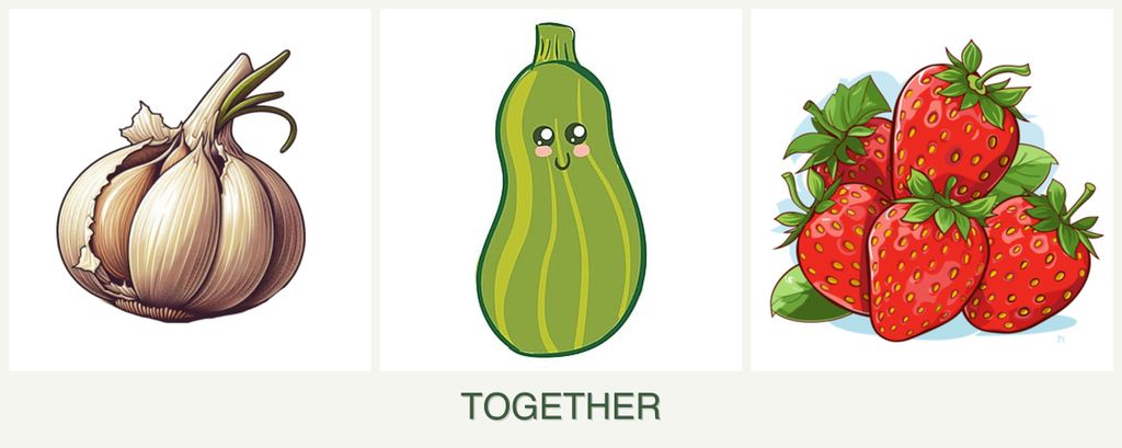 Can you plant garlic, zucchini and strawberries together?