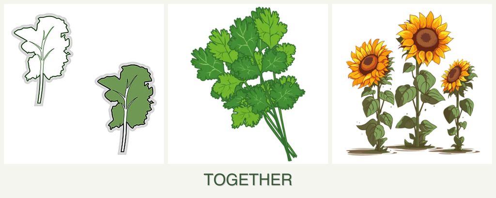 Can you plant kale, cilantro and sunflowers together?