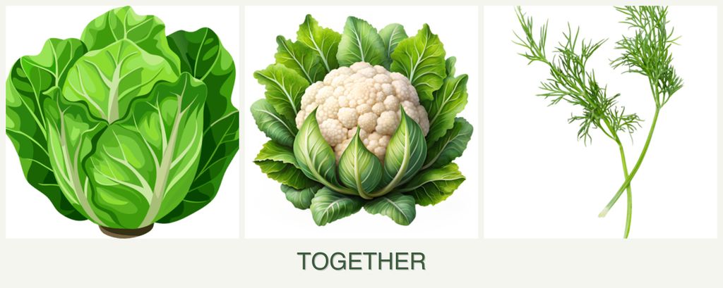 Can you plant lettuce, cauliflower and dill together?