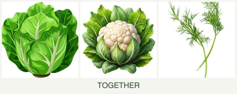 Can you plant lettuce, cauliflower and dill together?