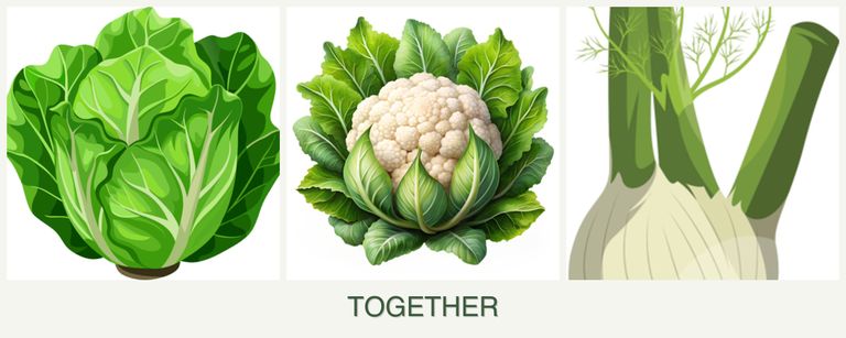 Can you plant lettuce, cauliflower and fennel together?