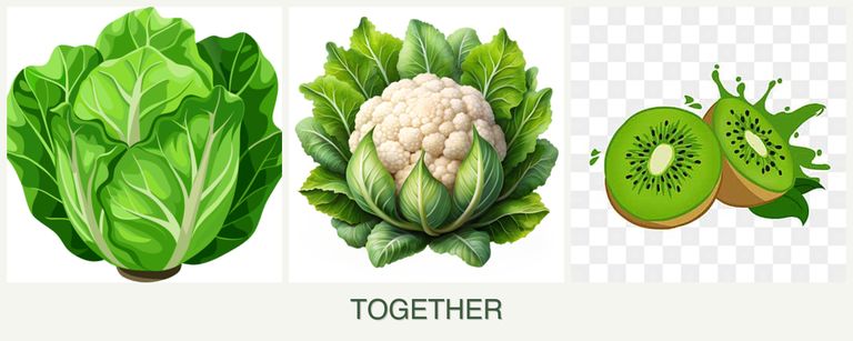Can you plant lettuce, cauliflower and kiwi together?