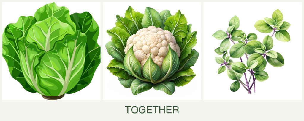 Can you plant lettuce, cauliflower and oregano together?