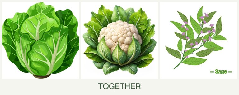 Can you plant lettuce, cauliflower and sage together?
