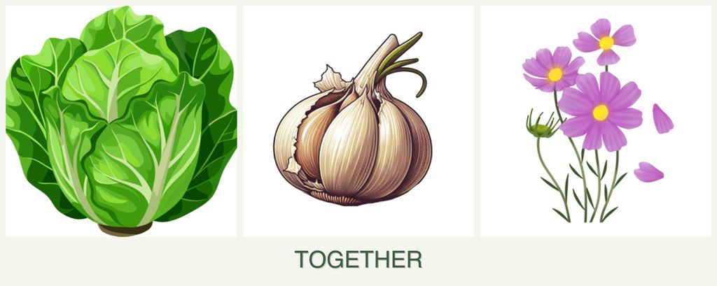 Can you plant lettuce, garlic and cosmos together?