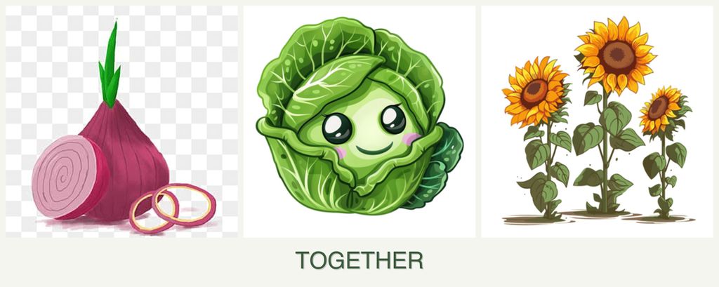 Can you plant onions, cabbage and sunflowers together?