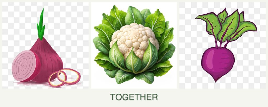 Can you plant onions, cauliflower and beets together?