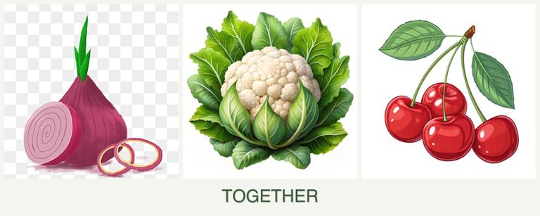Can you plant onions, cauliflower and cherries together?
