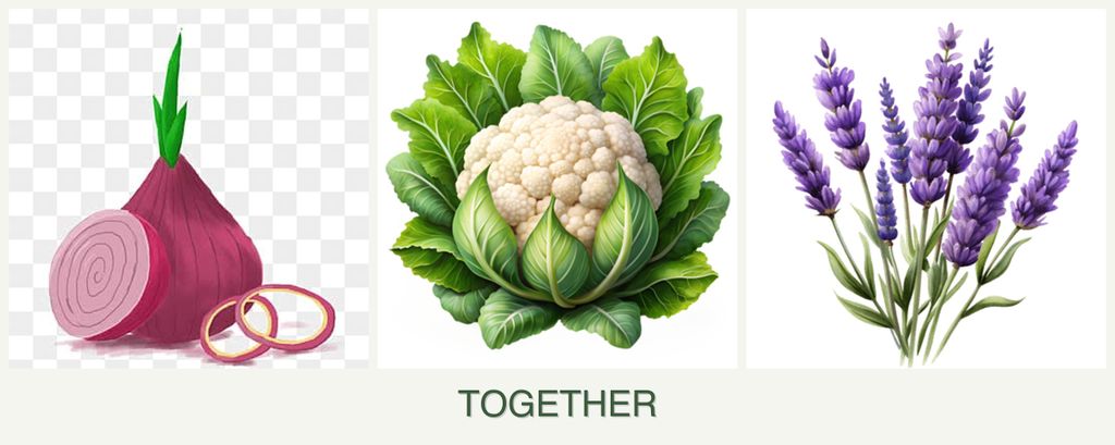 Can you plant onions, cauliflower and lavender together?