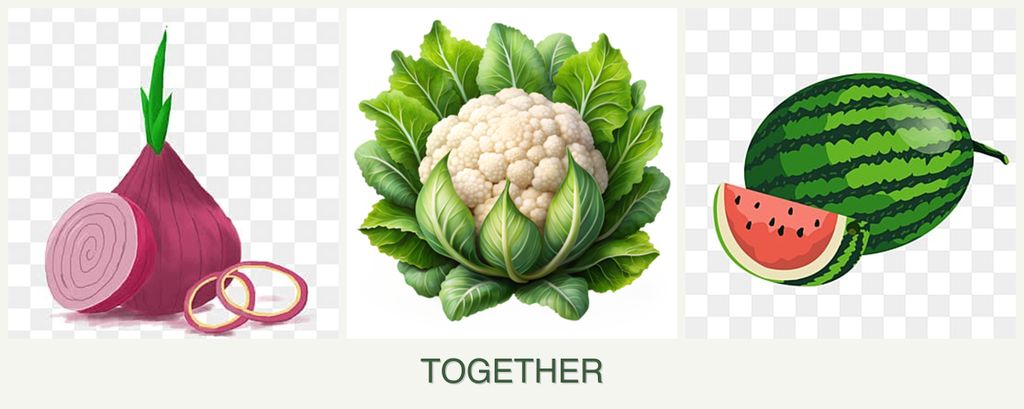 Can you plant onions, cauliflower and melons together?