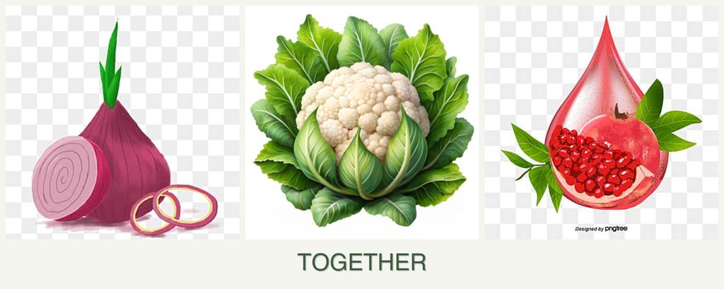 Can you plant onions, cauliflower and pomegranates together?
