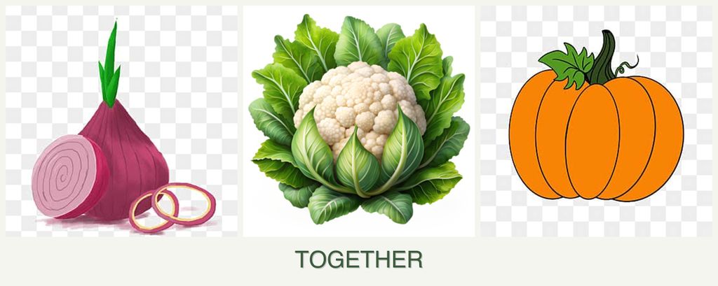 Can you plant onions, cauliflower and pumpkin together?