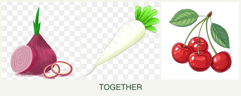 Can you plant onions, radishes and cherries together?