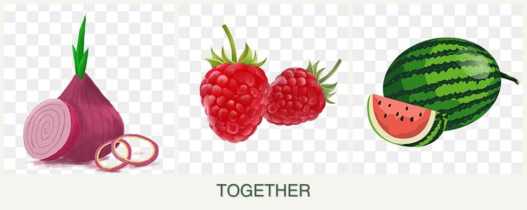 Can you plant onions, raspberries and melons together?