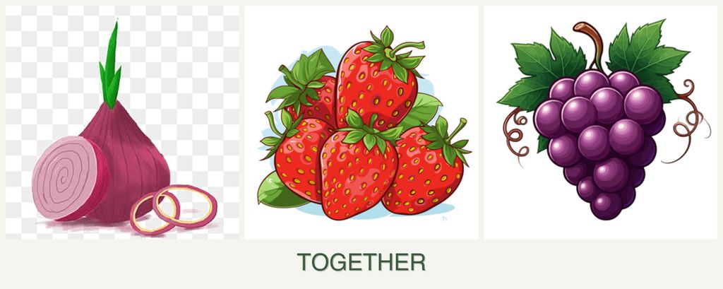 Can you plant onions, strawberries and grapes together?