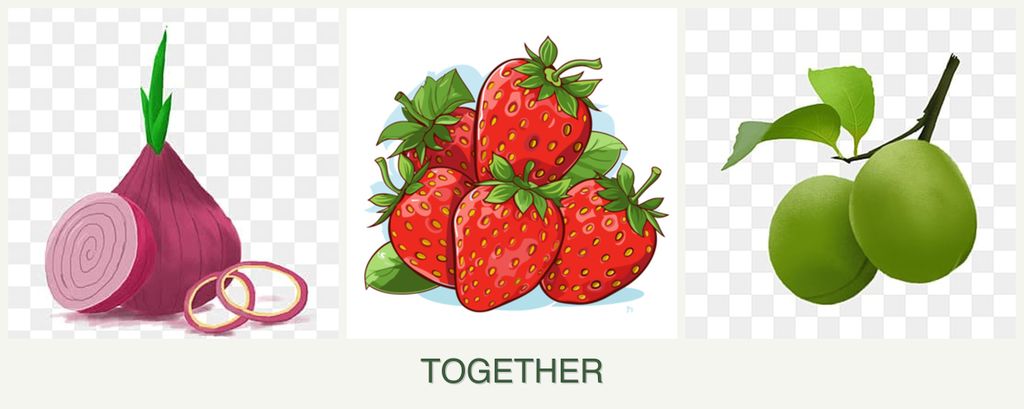 Can you plant onions, strawberries and plums together?