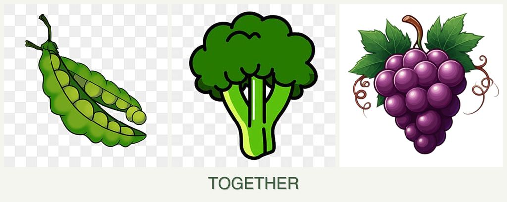 Can you plant peas, broccoli and grapes together?