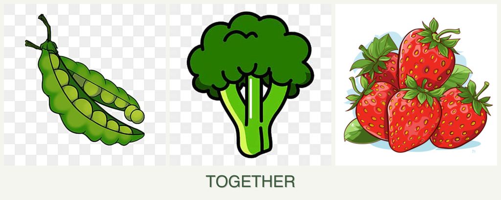 Can you plant peas, broccoli and strawberries together?