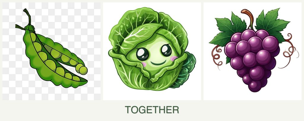 Can you plant peas, cabbage and grapes together?