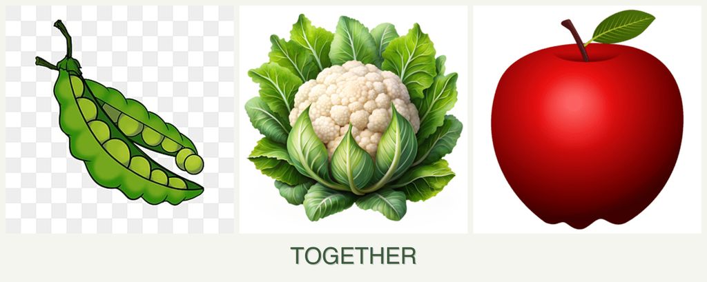 Can you plant peas, cauliflower and apples together?