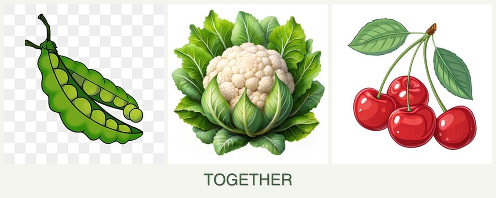 Can you plant peas, cauliflower and cherries together?