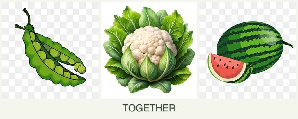 Can you plant peas, cauliflower and melons together?