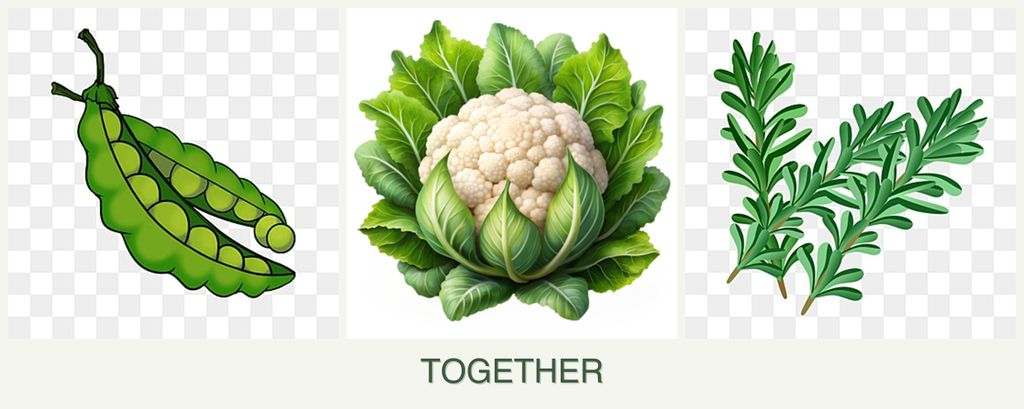 Can you plant peas, cauliflower and rosemary together?