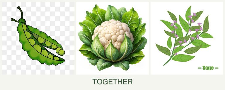 Can you plant peas, cauliflower and sage together?