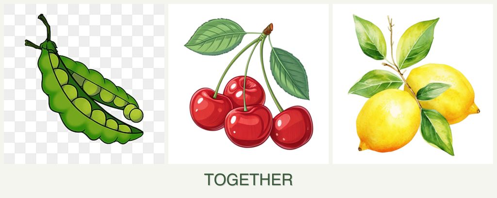 Can you plant peas, cherries and lemons together?