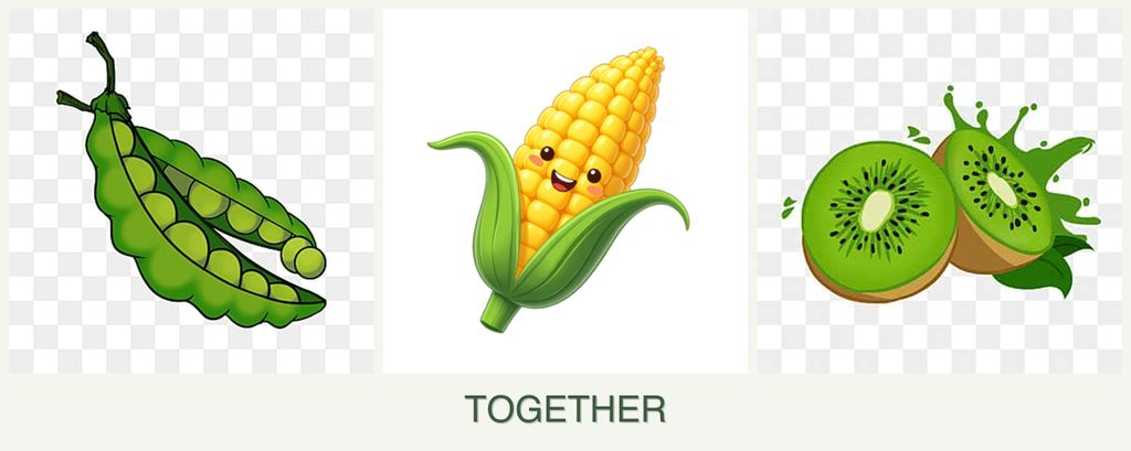 Can you plant peas, corn and kiwi together?