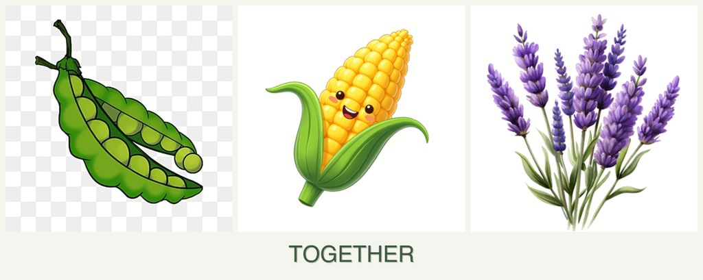 Can you plant peas, corn and lavender together?