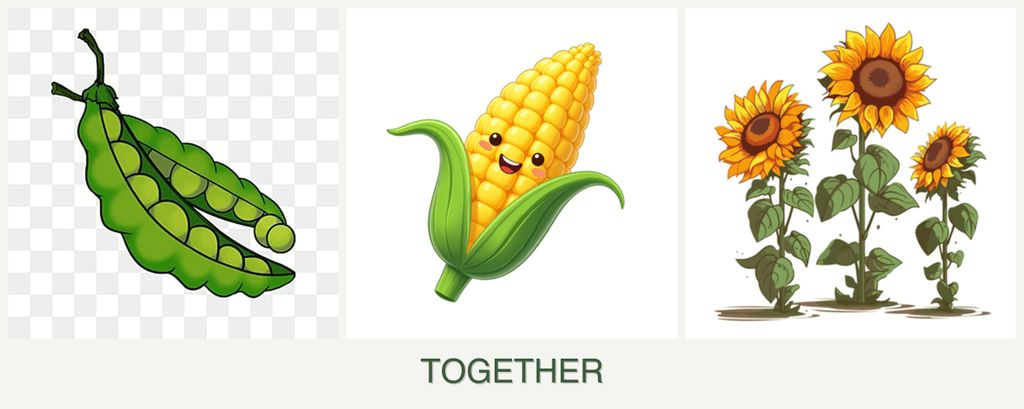 Can you plant peas, corn and sunflowers together?