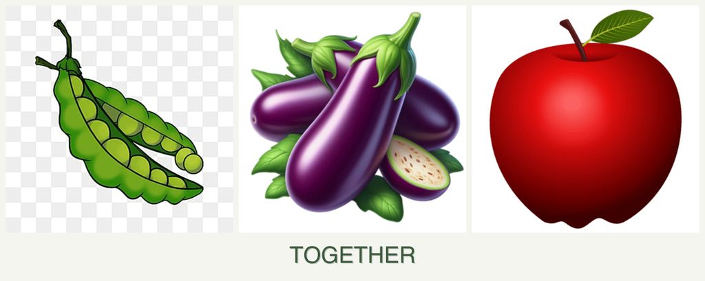 Can you plant peas, eggplant and apples together?