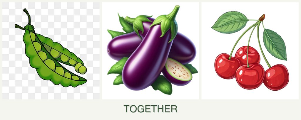 Can you plant peas, eggplant and cherries together?