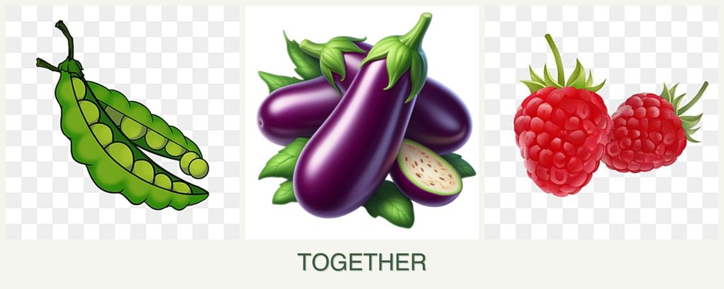 Can you plant peas, eggplant and raspberries together?
