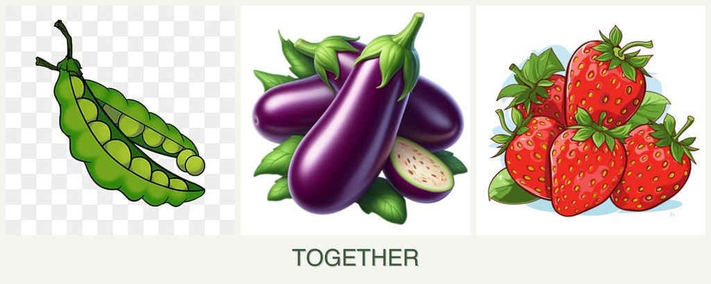 Can you plant peas, eggplant and strawberries together?