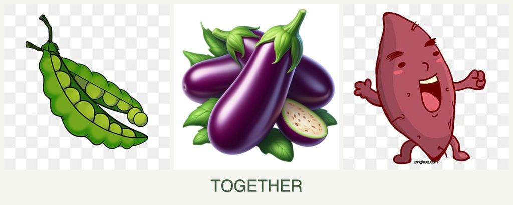 Can you plant peas, eggplant and sweet potatoes together?