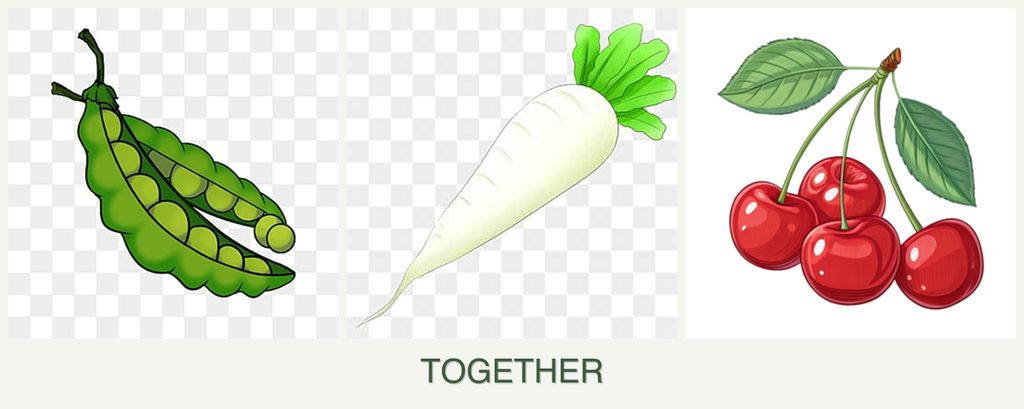 Can you plant peas, radishes and cherries together?