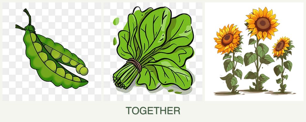 Can you plant peas, spinach and sunflowers together?