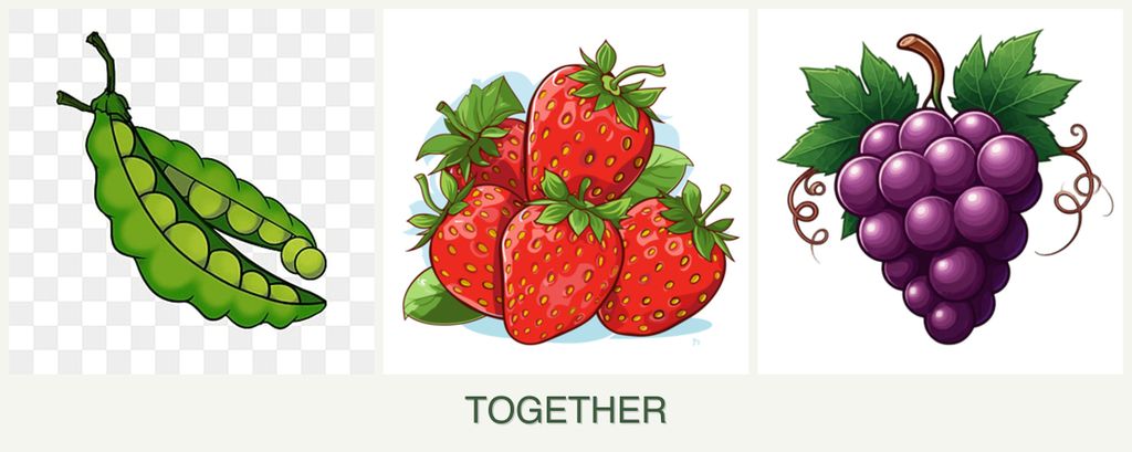 Can you plant peas, strawberries and grapes together?